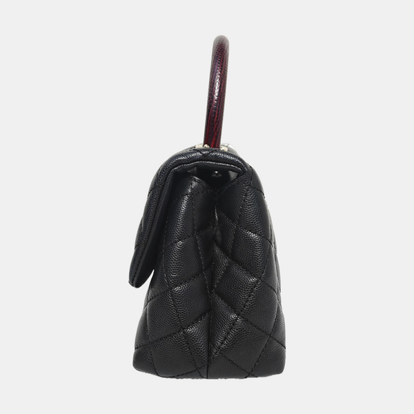 COCO HANDLE Small Quilted Grained Calfskin Black