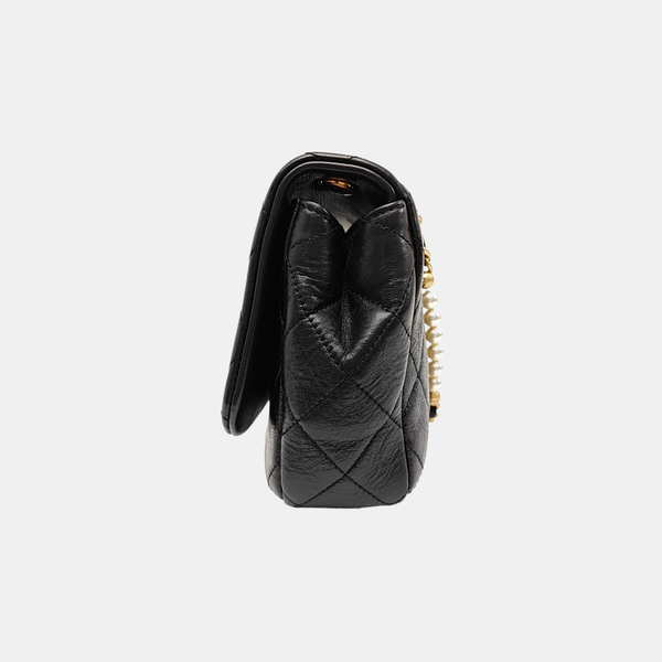 Quilted Calfskin Shoulder Bag Black