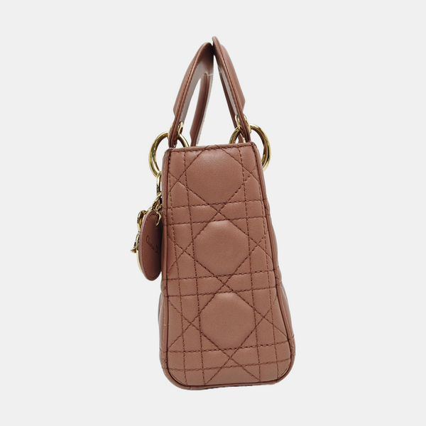 Authenticated pre-owned Lady Dior Mini Lambskin Beige - Tote Bag at Looply