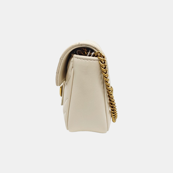 GG Marmont Mini Quilted Calfskin White