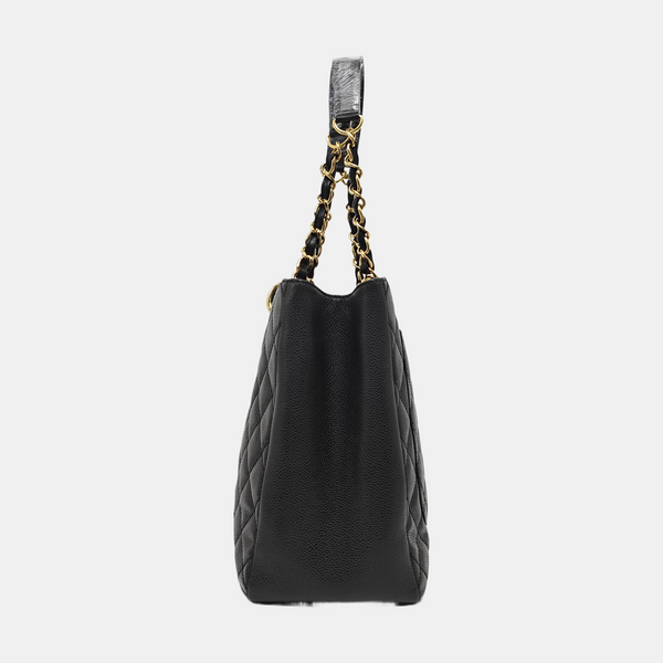 CHANEL GST Large Quilted Grained Calfskin Black