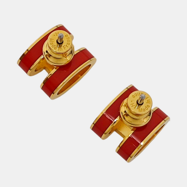 Pop H Metal Orange Stud Earrings