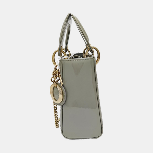Lady Dior Mini Cannage Patent Leather Green