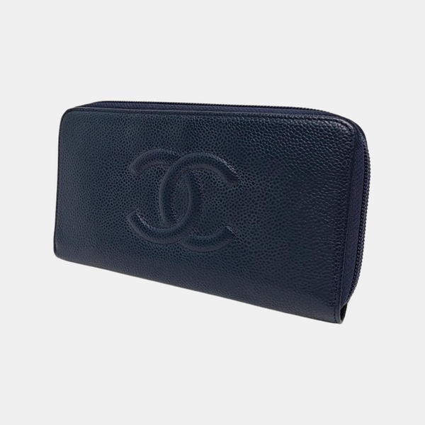 Grained Calfskin Wallet Blue