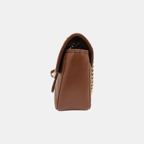 GG Marmont Small Quilted Calfskin Brown