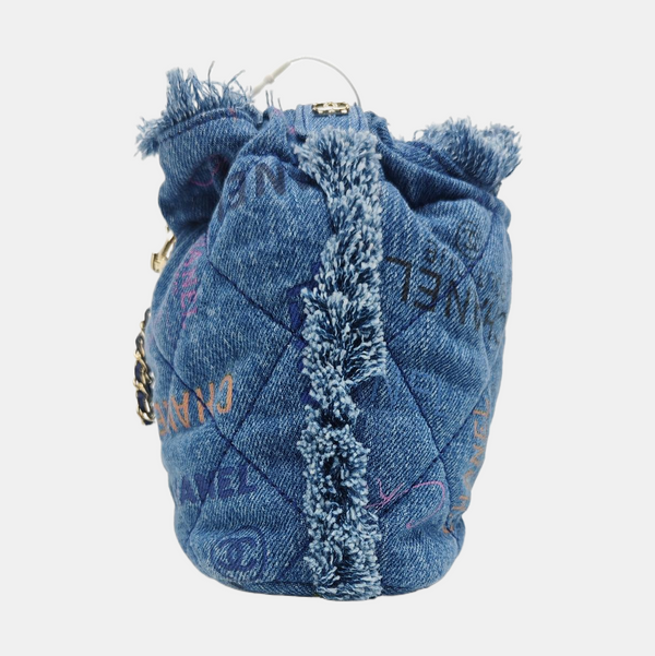 Quilted Denim Shoulder Bag Blue