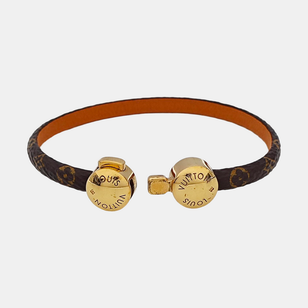 Pulsera rígida HISTORIC MINI MONOGRAM de cuero marrón
