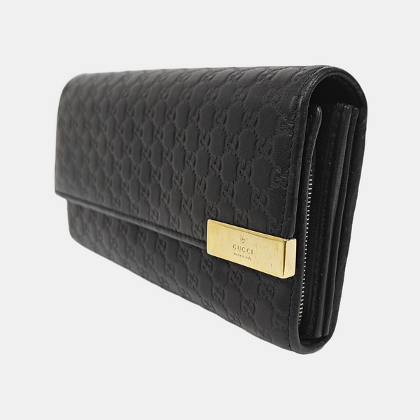 Microguccissima Monogram Calfskin Black Wallet