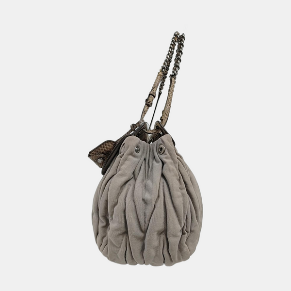 Quilted Fabric Shoulder Bag Gray