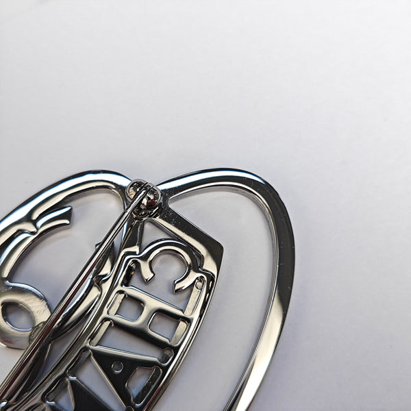 CC Logo Metal Silver Brooch