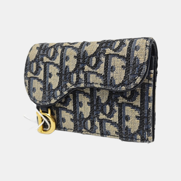 Authenticated pre-owned Saddle Oblique Canvas Blue Wallet - Wallet at Looply