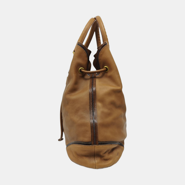 Calfskin Top Handle Bag Brown