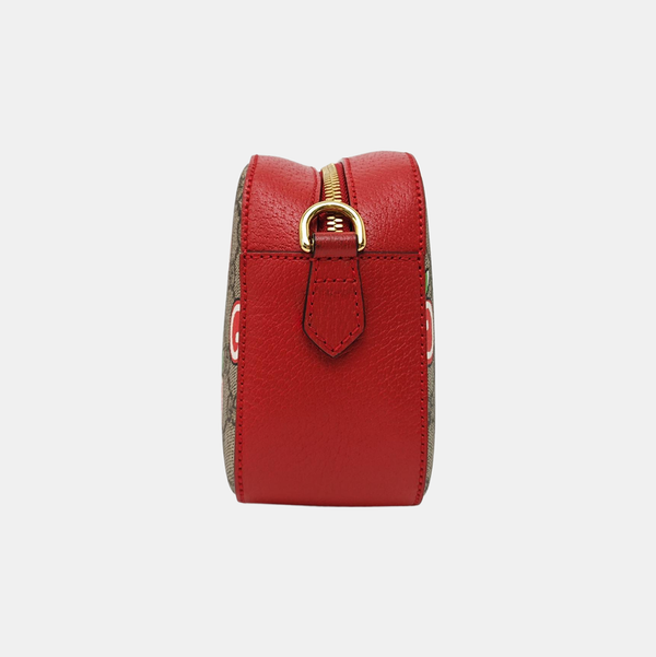 GG Supreme Small Monogram Coated Canvas Red