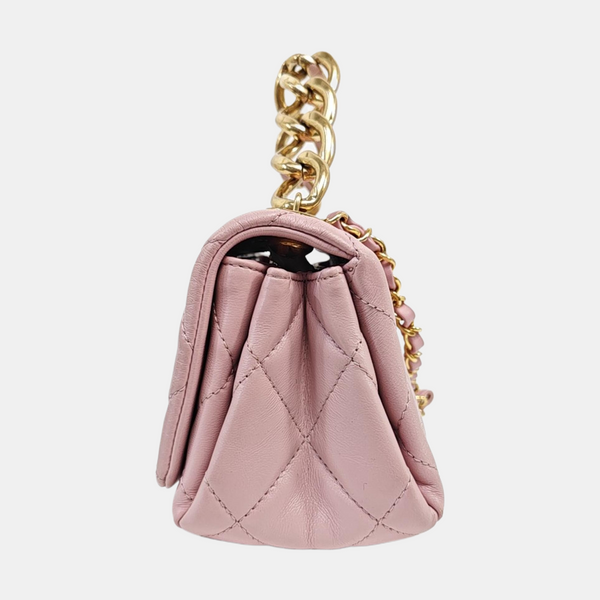 Quilted Lambskin Shoulder Bag Pink