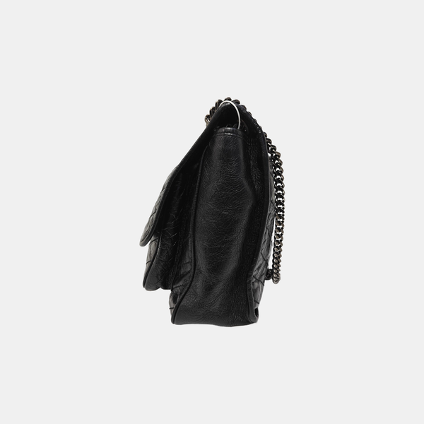 NIKI Large Chevron Calfskin Black