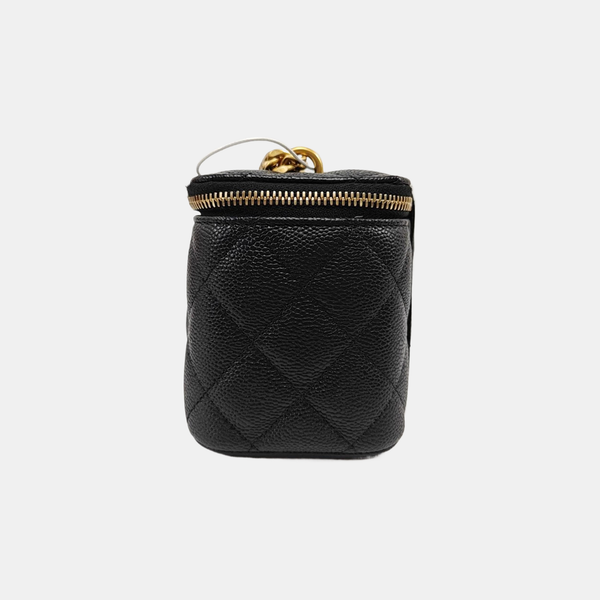 VANITY CASE Small Quilted Grained Calfskin Black