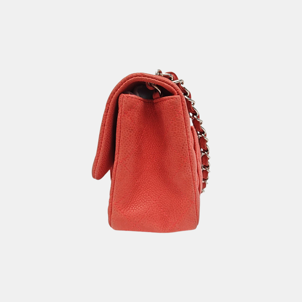 CLASSIC FLAP Mini Quilted Grained Calfskin Red