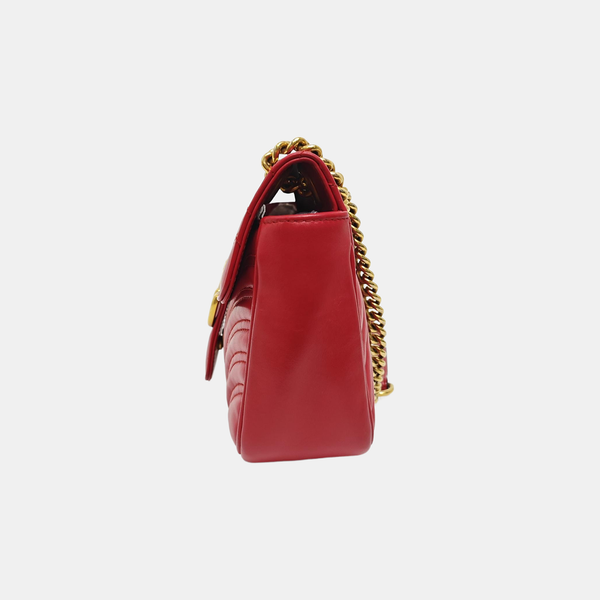 GG Marmont Medium Quilted Calfskin Red