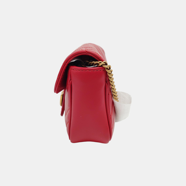 Authenticated pre-owned GG Marmont Mini Quilted Calfskin Red - Shoulder Bag at Looply