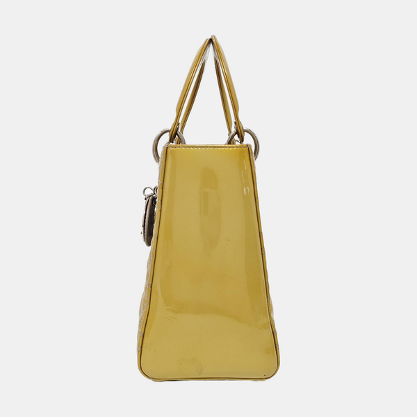 Lady Dior Medium Cannage Patent Leather Yellow