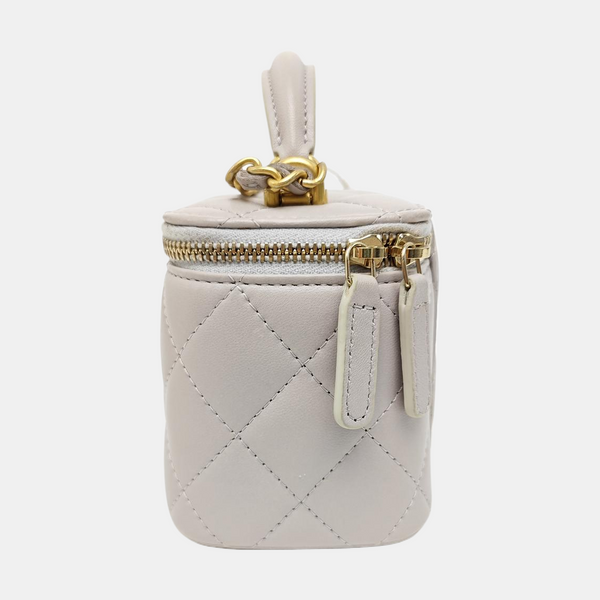 VANITY CASE Mini Quilted Lambskin Gray
