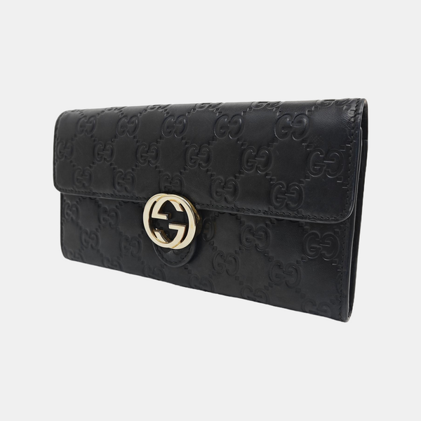 Interlocking G Small Monogram Calfskin Black Wallet