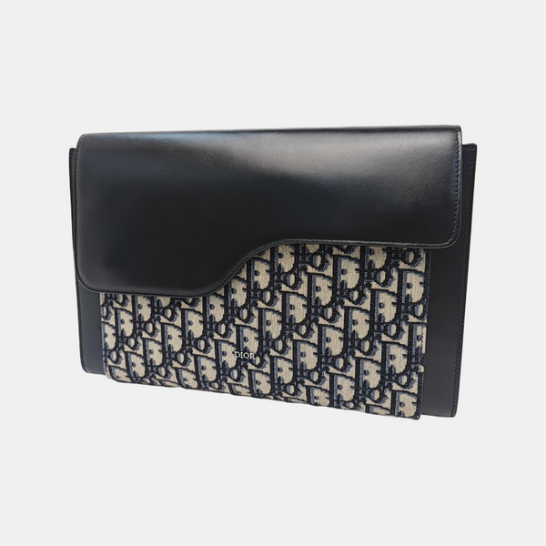 Oblique Canvas Clutch Blue