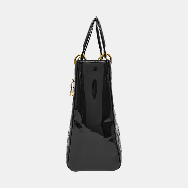 Lady Dior Grande Cannage Charol Negro