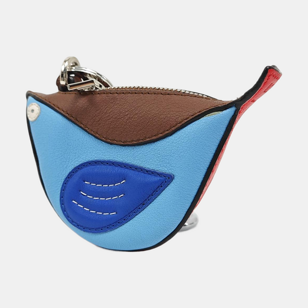 Animals Calfskin Blue Key Pouch