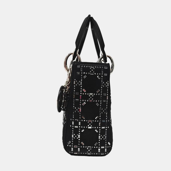 Lady Dior Mini Cannage Silk Satin Black