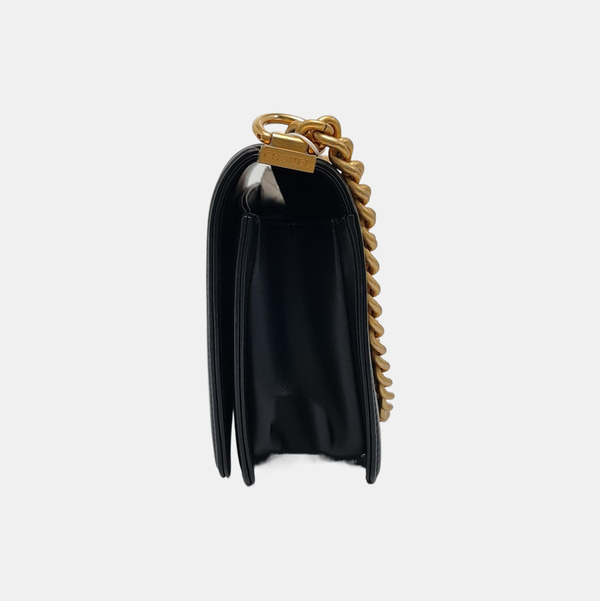BOY CHANEL Medium Quilted Calfskin Black