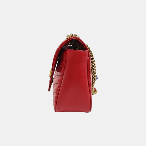 GG Marmont Medium Quilted Calfskin Red
