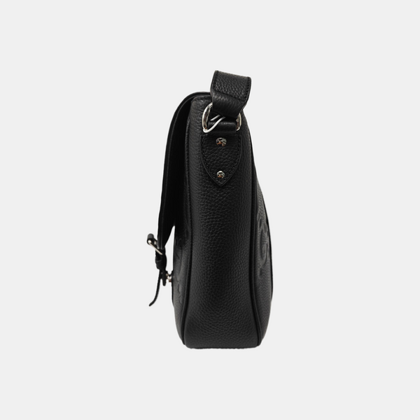 Monogram Calfskin Shoulder Bag Medium Black