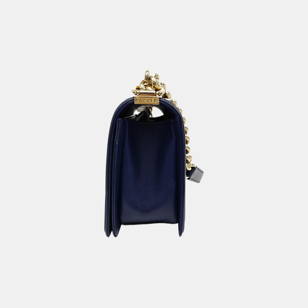 BOY CHANEL Medium Quilted Calfskin Blue