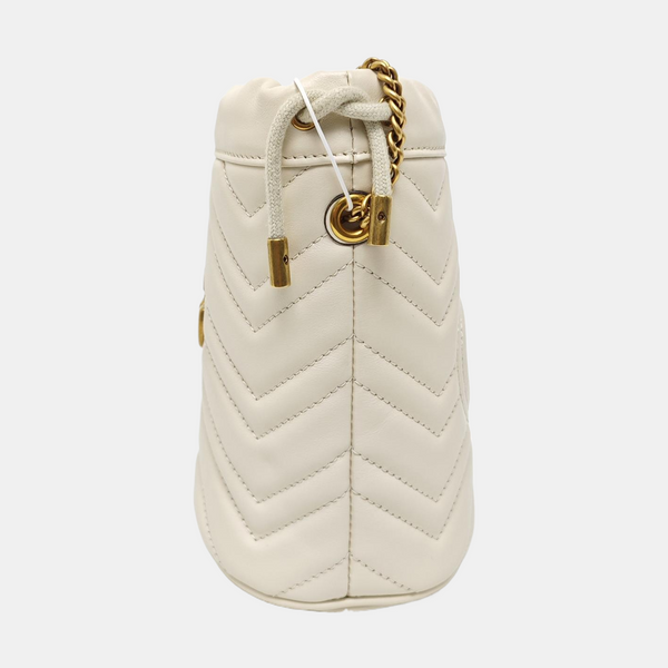 GG Marmont Mini Quilted Calfskin White