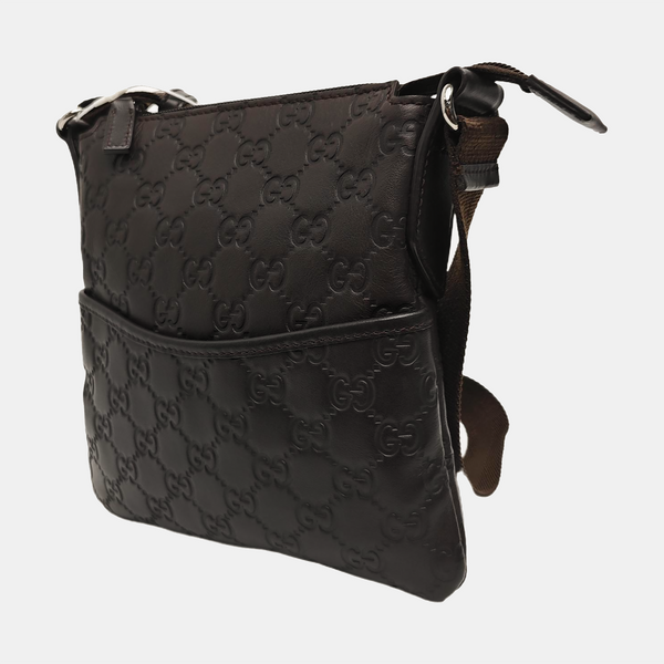 Monogram Calfskin Crossbody Bag Brown
