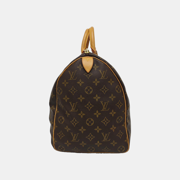 KEEPALL 45 Monogram Coated Canvas Brown