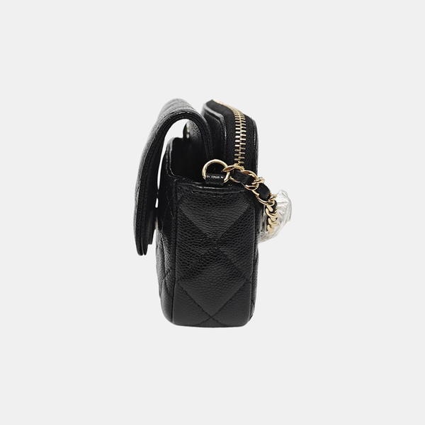CLASSIC FLAP Mini Quilted Grained Calfskin Black
