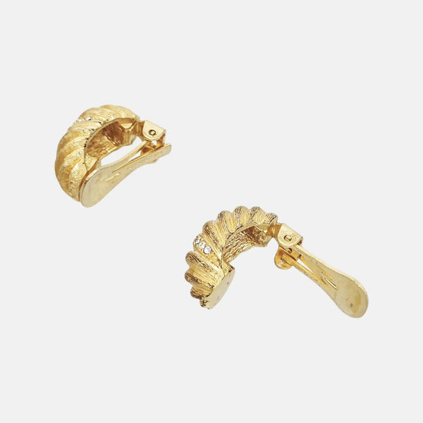 Twist Round Metal Gold Clip On Earrings