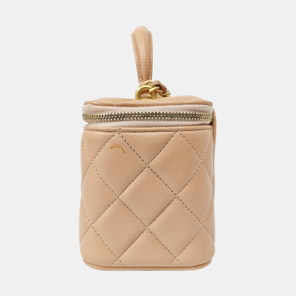 VANITY CASE Small Quilted Lambskin Brown