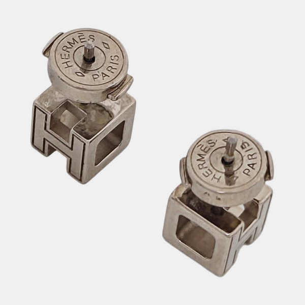 Cage D'h Metal White Stud Earrings