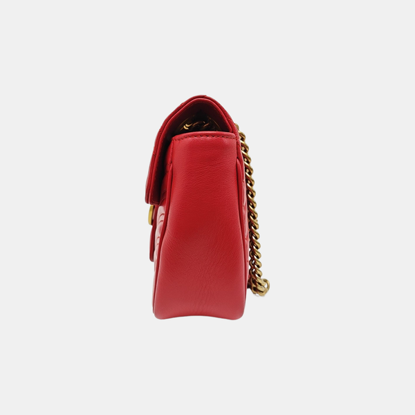 GG Marmont Medium Quilted Calfskin Red