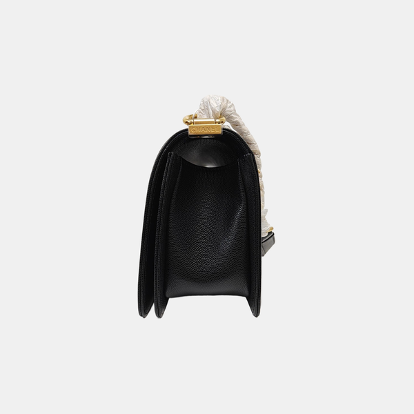 BOY CHANEL Medium Quilted Grained Calfskin Black