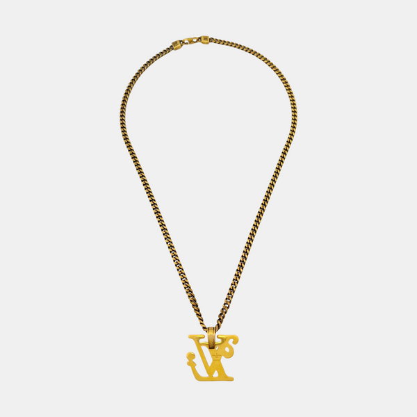 SQUARED LV Metal Gold Necklace