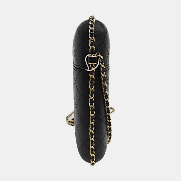 Quilted Lambskin Shoulder Bag Black