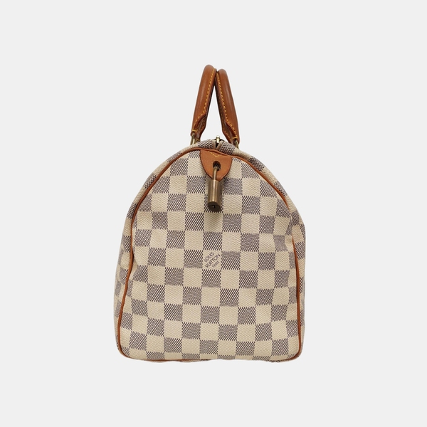 SPEEDY 30 Damier Azur Coated Canvas White