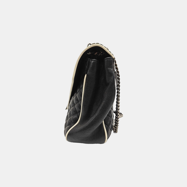COLLEGE Large Chevron Calfskin Black