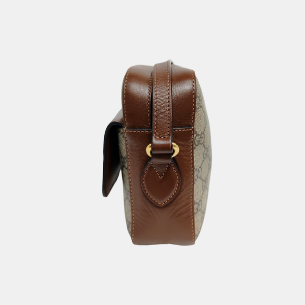 Authenticated pre-owned Horsebit 1955 Small Coated Canvas Beige - Crossbody Bag at Looply