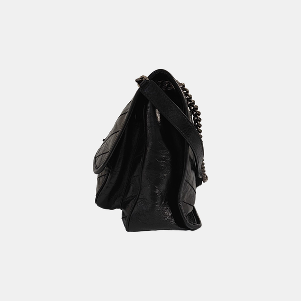 NIKI Medium Chevron Calfskin Black