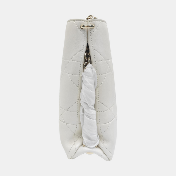 Cannage Lambskin Bucket Bag Small White